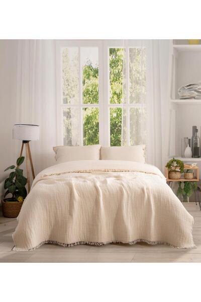 Peshtemalsan 9 KATLI %100 PAMUK MÜSLİN YORGAN YATAK ÖRTÜSÜ KREM