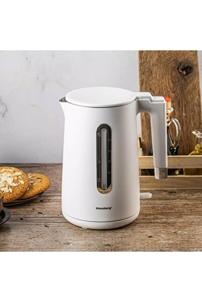 Klausberg Electric kettle, made of stainless steel, rotating base, white, capacity 1.7 liters, 1850-220