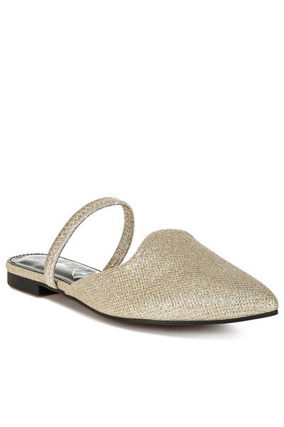 london Rag Women Glitter Faux Leather Flat Mules in Gold