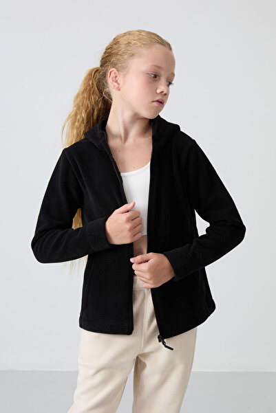 TOMMY LIFE Standard Fit Hooded Pack Black-Dark Beige Girls' Sweatshirt - 75152