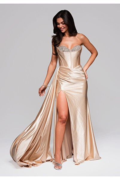 OMBRE Βραδινό φόρεμα LA-OM-DLR258 - χρυσό