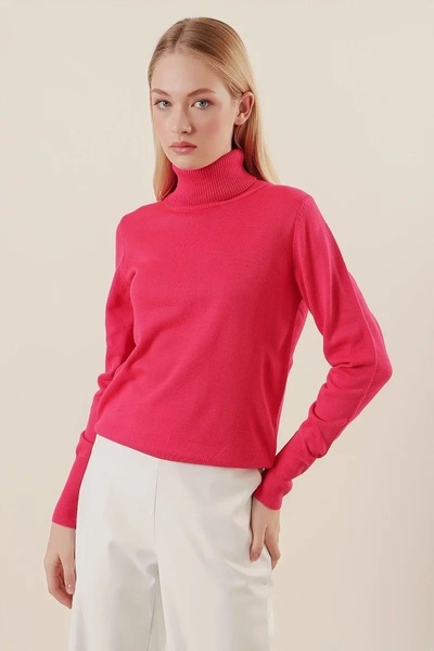 onno style women Plain Fishing Collar Basic Sweater