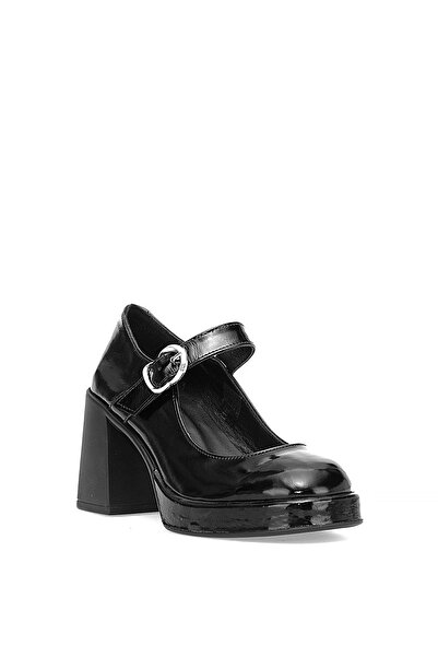 Mammamia D25Ka-470 Women's Genuine Patent Leather Classic Heeled Shoes Black