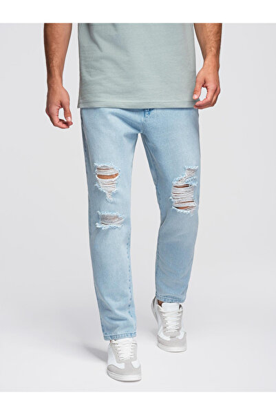 OMBRE Herren-Jeans in Karottenform mit Waschung - Hellblau OM-PADP-0250