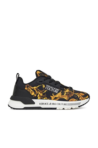 Versace Women's Fondo Dynamic Dis. Saa Baroque Patterned Letter Logo Sneaker - Black/Gold