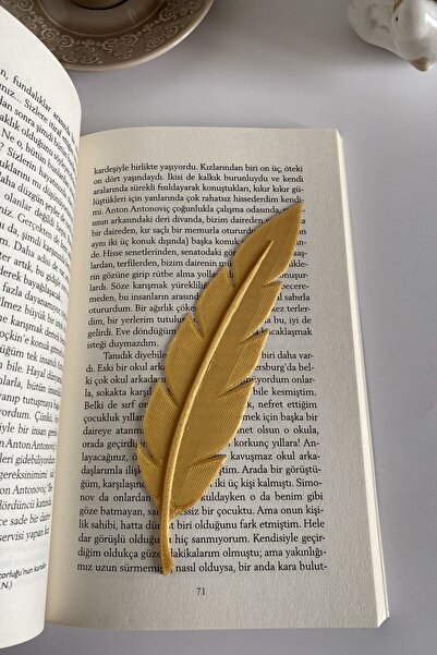 Good To Glow Altın Tüy Kuş Tüyü Kalem Görünümlü Vintage Kitap Ayracı