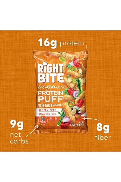 Right Bite Vegan Protein Puff - Vegetable Flavour, BOX- 12 x 50g
