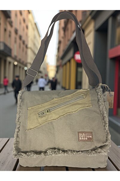 Old Cotton Vintage Casual Medium Size Unisex Daily Crossbody Postman Tablet Bag m 32 cm X 27 cm