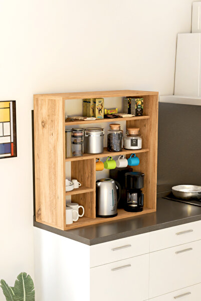 interGO KABİ Kahve Köşesi Çok Amaçlı Raf Tezgah Üstü Raf Organizer