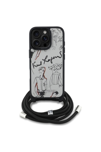 Karl Lagerfeld Θήκη για iPhone 16 Pro Max, Saffiano Crossbody, Λευκή