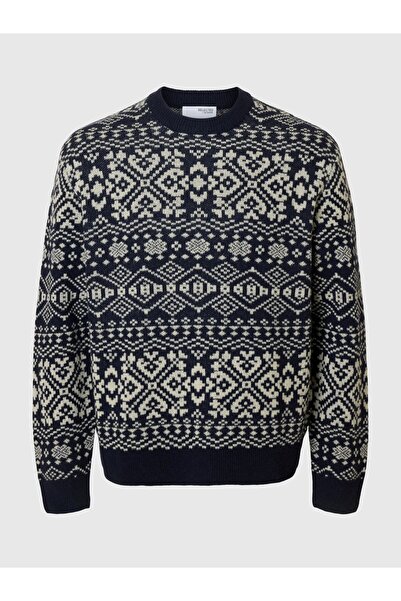 SELECTED Pullover mit Rundhalsausschnitt Wollmix