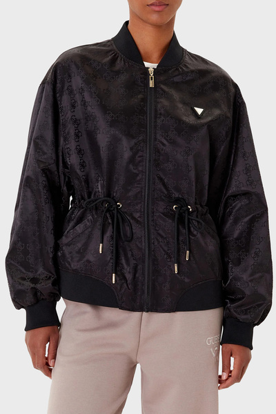 Guess 4g Aop Regular Fit College Collar All 4g Logo Bomber Jacket V5Yl11Whfu0 Black