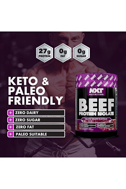 NXT Nutrition عزل بروتين لحم البقر NXT ٥٤٠ غرام (عنب أسود) - غني بالبروتين، مناسب لحمية الباليو والكيتو