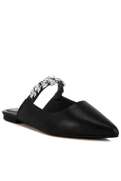 london Rag Women Diamante Strap Glitter Mules in Black