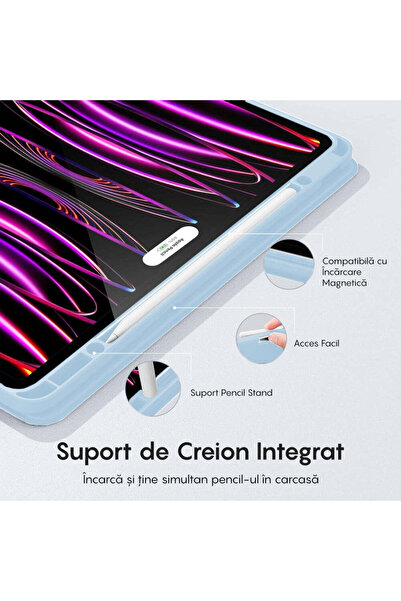 Casey Studios Husa Inteligenta Apple iPad Pro 13 2024, Unghiuri Ajustabile, Functie Auto Sleep, Albastru
