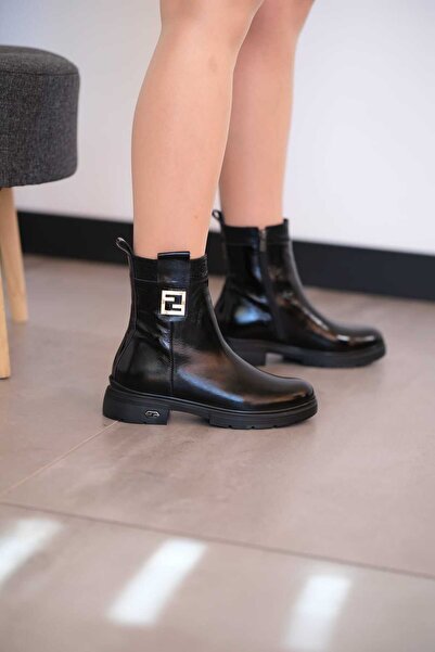 Cooliza 38101 Hakiki Deri Termo Taban Günlük Rahat Kadın Topuklu Bot Ayakkabı