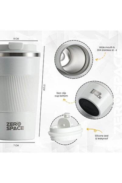 Generic ZeroSpace Travel Coffee Mug, 500ml Stainless Steel Double-Wall Vacuum Insulated (White)