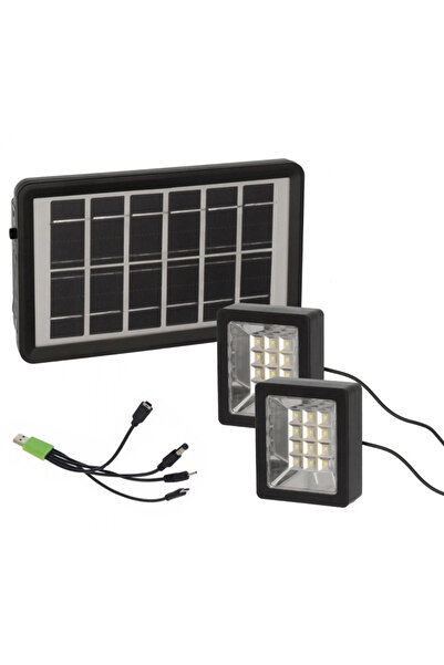 Mihai Set proiector solar cu LED 12 SMD 3W alb rece 6000K cu panou si port de incarcare USB Q D630 Andowl