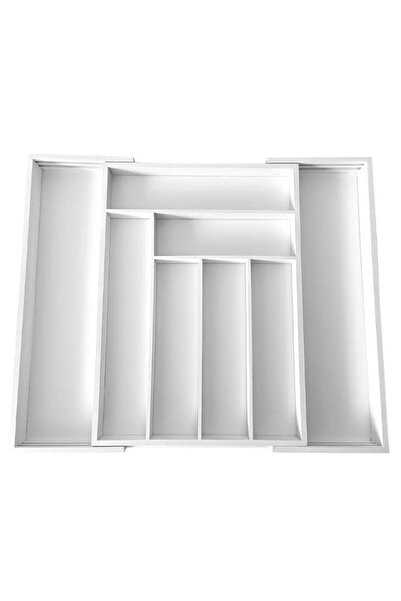 Kinghoff Bamboo cutlery box, with 8 compartments, for drawer, 52x43x5 cm, white,