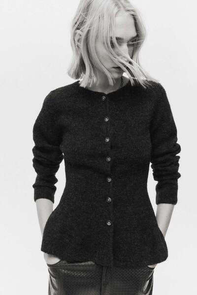 H&M Rib-knit peplum cardigan