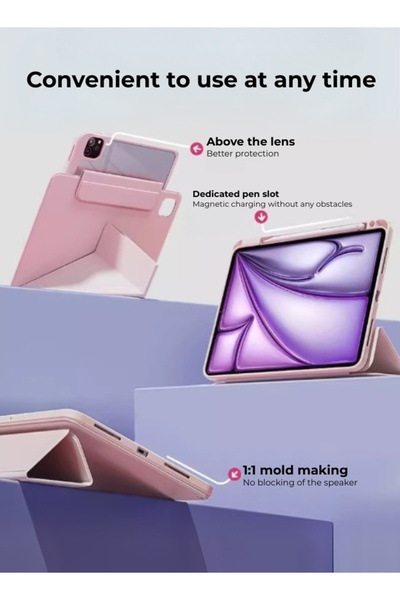 yaqeen iPad Air(M2) & iPad Pro 11 Inch 720 Degree Convenient Magnetic Cover (1st/2nd/3rd/4th) With Pen Slot