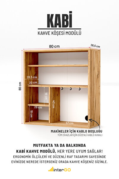 interGO KABİ Kahve Köşesi Çok Amaçlı Raf Tezgah Üstü Raf Organizer