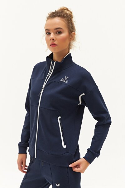 bilcee Women's Navy Blue Mock Neck Piece Tracksuit Set 0693