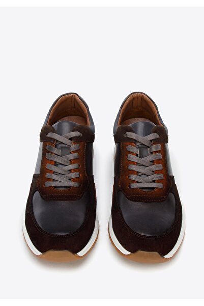 Wittchen Men's sneakers made of two types of leather, shaded brown and gray, leather