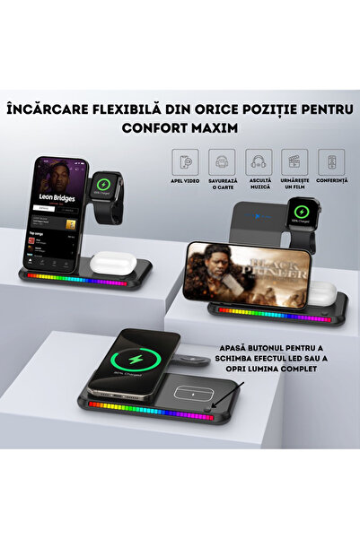 NITOPLAY Incarcator Wireless Nitoplay® K88, 3 in 1 Fast Charging 15W, Samsung, Apple, Google