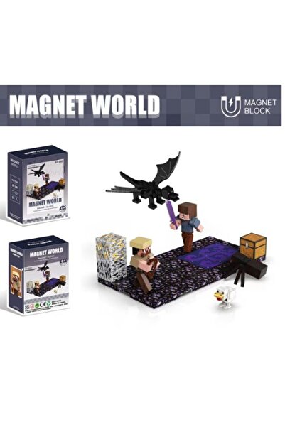 OEM Set Construcție Magnetică Magnet World – The Final Enderdragon, 48 Piese, Joc Creativ Tip Minecraft