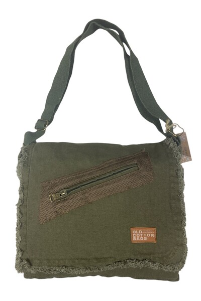 Old Cotton Vintage Casual Medium Size Unisex Daily Crossbody Postman Tablet Bag m 32 cm X 27 cm