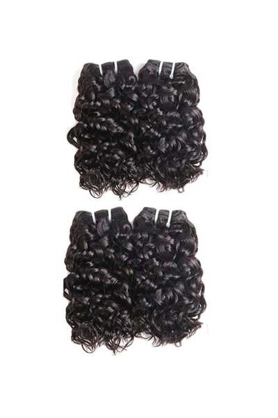 YAMİ وصلات شعر بشري قصيرة مجعدة ومموجة مكونة من 4 قطع باللون الأسود الطبيعي ب...