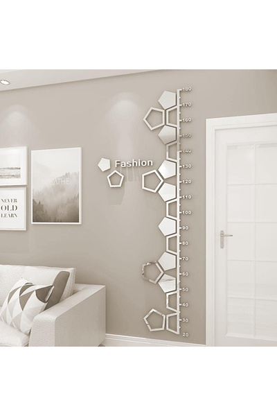 MaffStuff Children's Measuring Tape 20-180 cm Self-Adhesive Acrylic Mirror – Full and Hollow Hexagon Pattern