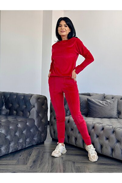 RAMONA BADESCU EXCLUSIVE Fine velvet tracksuit with loose blouse and tapered pants