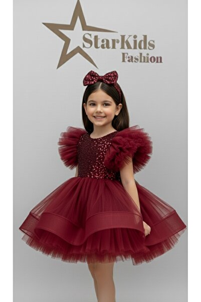 Star Kids Girls' Burgundy Sequin Tutu Dress,Girls' Party Dress