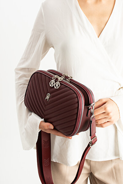 Cochines Women's Burgundy Medium Size 4 Compartment Stylish Crossbody and Shoulder Bag