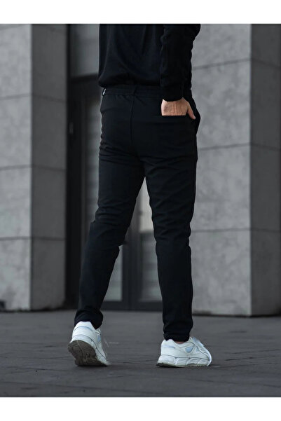 MODA Men's Diagonel Micro Textured Pocket Trousers - Black