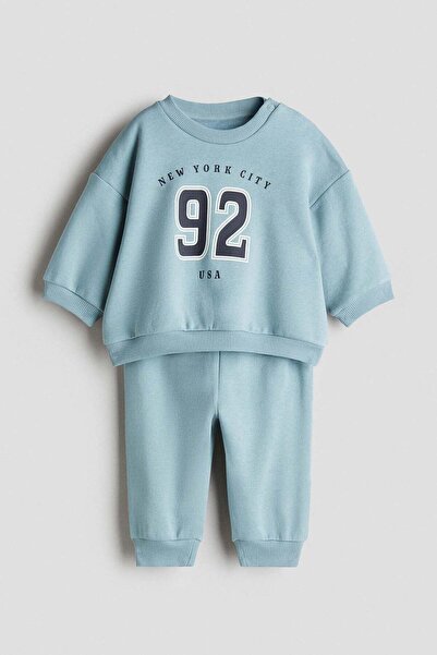 H&M 2-piece printed brushed-inside sweatshirt set