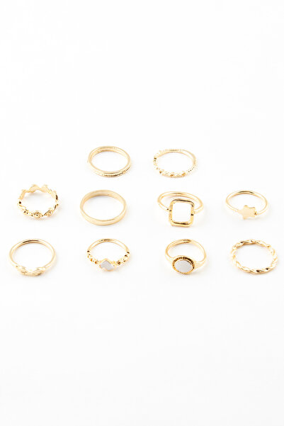 Sortie Aksesuar Yıldız Sonsuzluk ve Burgu Figürlü Mineli 10'Lu Kombin Yüzük Seti