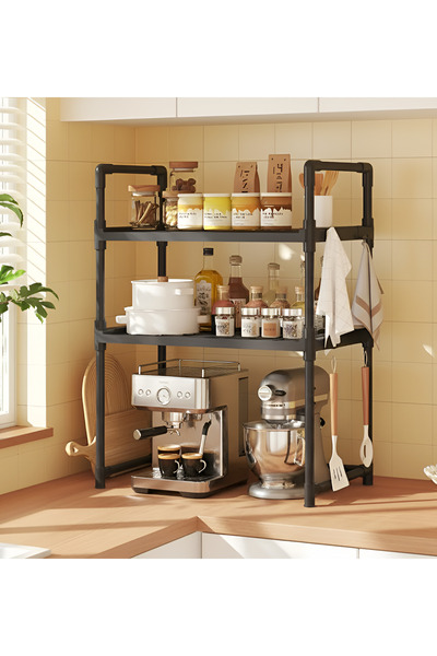 Cozy Nest رف منظم بلاستيكي بثلاث طبقات بإطار فولاذي مع مقابض وخطافات للمطبخ و...