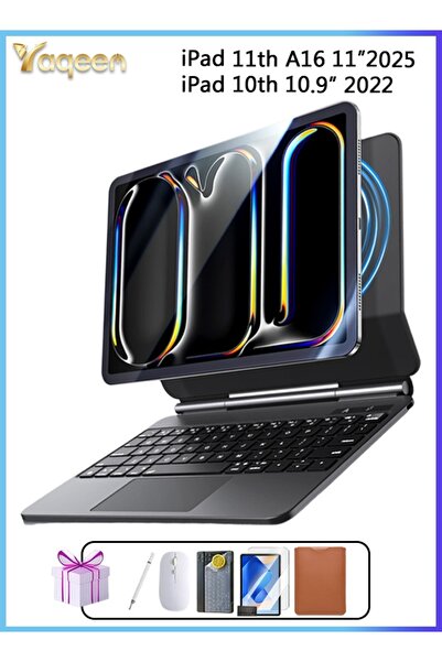 yaqeen iPad 11th Generation and And iPad 10th (A16 2025 11inch)Magic Keyboard Case Built-In Pen Slot