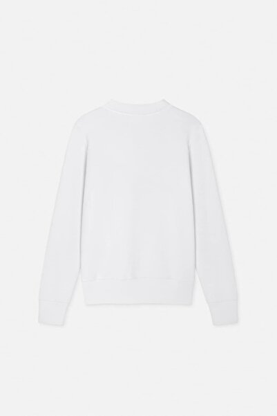 Versace Women's Regular Fit Baroque Patterned Crew Neck Sweatshirt - White/Gold Yellow