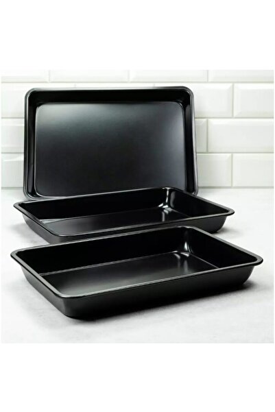 Kinghoff Set 3 tavi de copt, marmorate, negru,