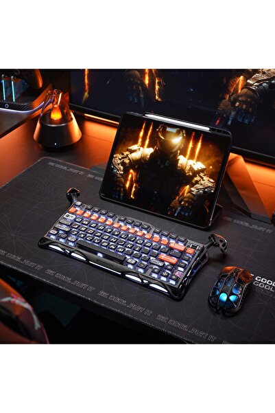 Gravastar Mercury K1 Pro+X Kablosuz RGB Işıklı Mekanik Q Gaming Klavye ve Optik Mouse Seti, CyberFla