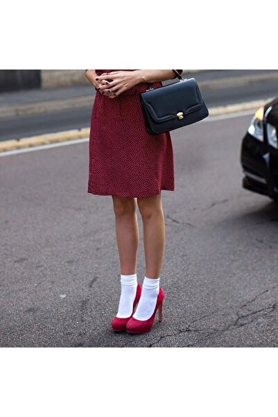 İkonik Socks Kadın 3'lü Pamuklu Lastiksiz Beyaz Çorap