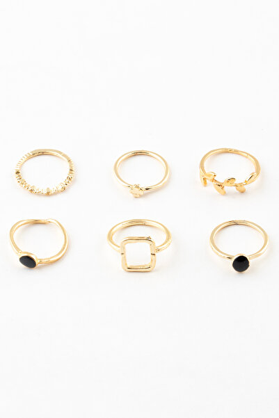 Sortie Aksesuar مجموعة خواتم مينا مكونة من 6 قطع مع أشكال على شكل أوراق الثعب...