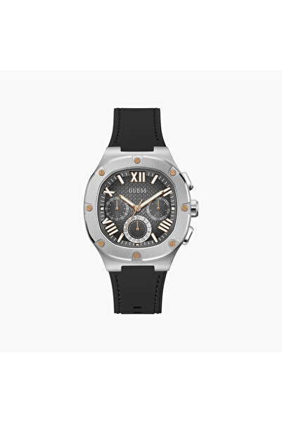 Guess ساعة كرونوغراف سوداء للرجال بسوار من السيليكون | GW0571G1 | 42 مم