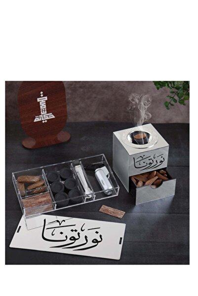 Story of candle مبخرة مع صندوق لحفظ البخور وللتخزين بعبارة "نورتونا" مع عود م...