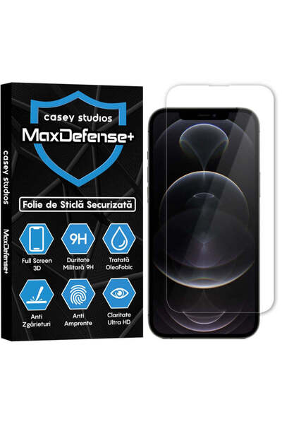 Casey Studios Folie Sticla iPhone 12/12 Pro, Full Cover 3D, Ultra HD, Anti Zg...