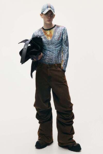 H&M بنطلون قطني فضفاض